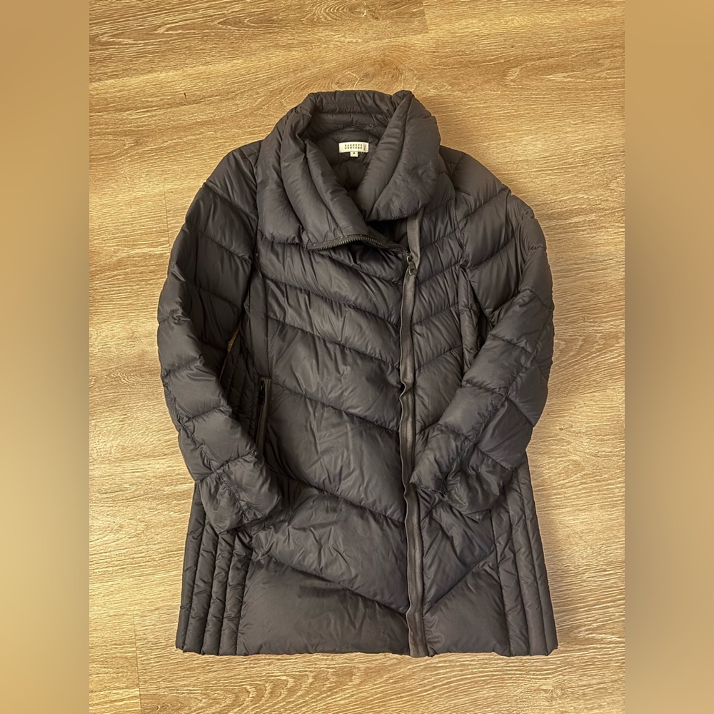 Barneys New York Black Quilted Asymmetrical Puffer Coat